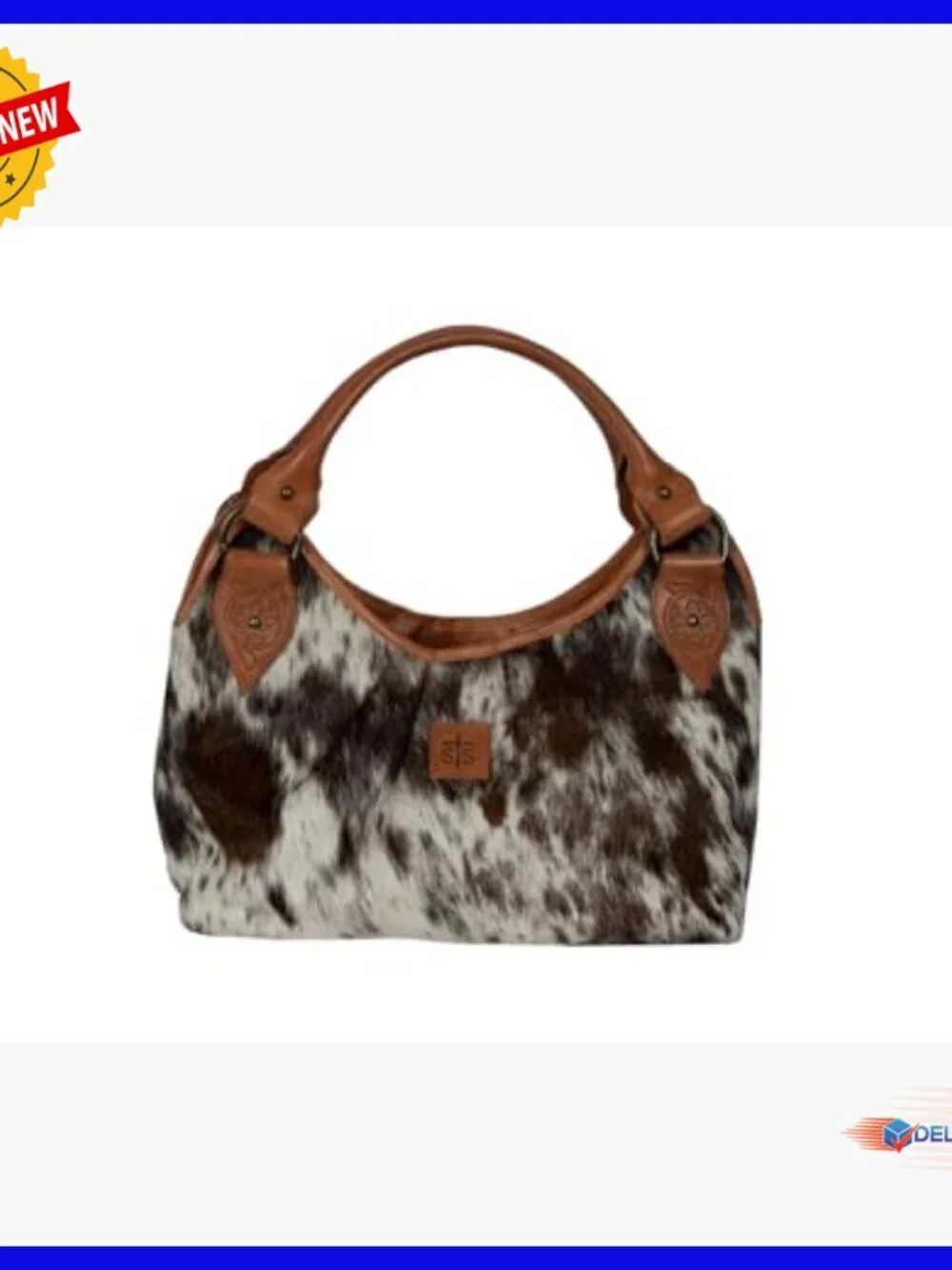 Genuine Leather Hobo Handbag with Lobster Clasp Closure